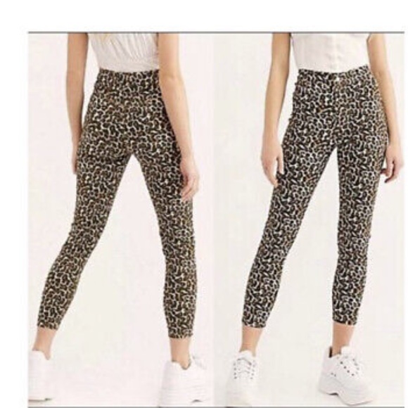 FREE PEOPLE / WE THE FREE LEOPARD PRINT HIGH WAIST SKINNY JEANS SIZE 25 - Picture 1 of 9